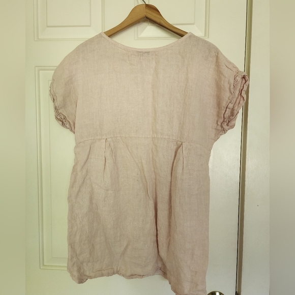 Terzo Millenio Linen Blush Floral Embroidered Top Size L romantic Beach - Picture 2 of 9